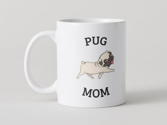 Koffiemok Pug Mom – Mok met Mopshond Design – Grappige Keramische Koffiebeker 330ml – Leuke Cadeau Mok voor Hondenliefhebbers en Dog Moms