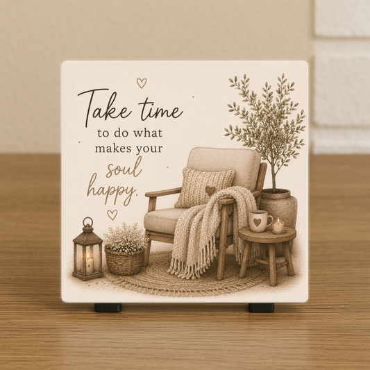 Spreuktegeltje: Take time to do what makes your soul happy