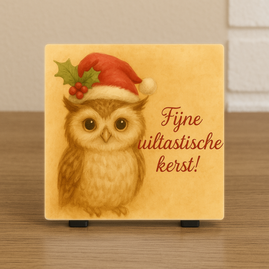 Kerst Tegeltje Uil – Fijne Uiltastische Kerst – Kerst Cadeau & Decoratie