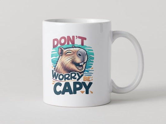 Mok Don’t Worry Be Capy – Grappige Capibara Beker 330ml | Humor Koffiemok voor Dierenliefhebbers